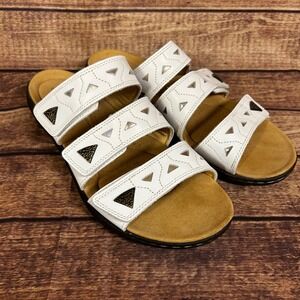 Clarks Womens Sandal LAURIEANN NORA Leather Slide Adjustable Comfort Size 10